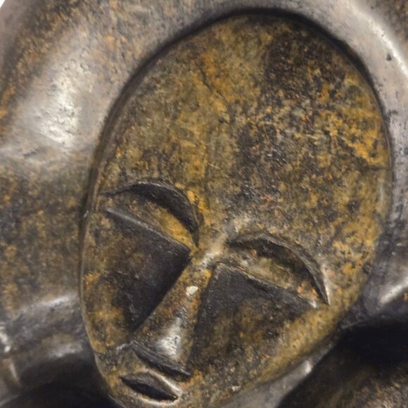 Carved Stone Family Sculpture Trio Statue Home Decor Carving 8 inch - Picture 4 of 16